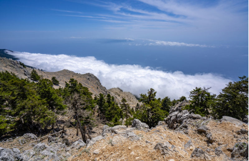 Uitzicht vanaf de berg Ainos in het nationaal park