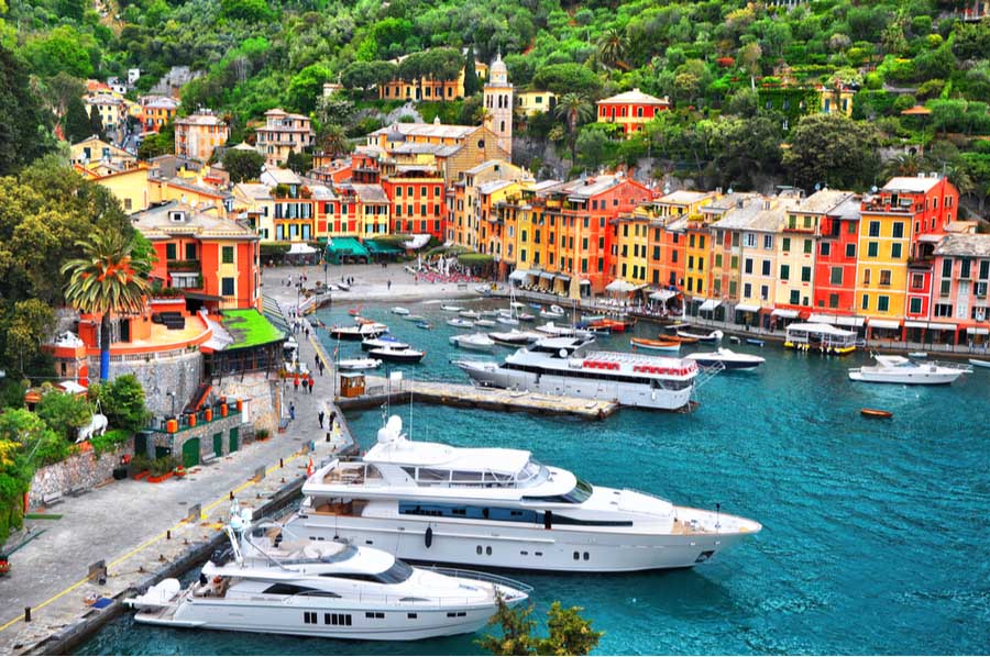Haven van Portofino met boten en jachten