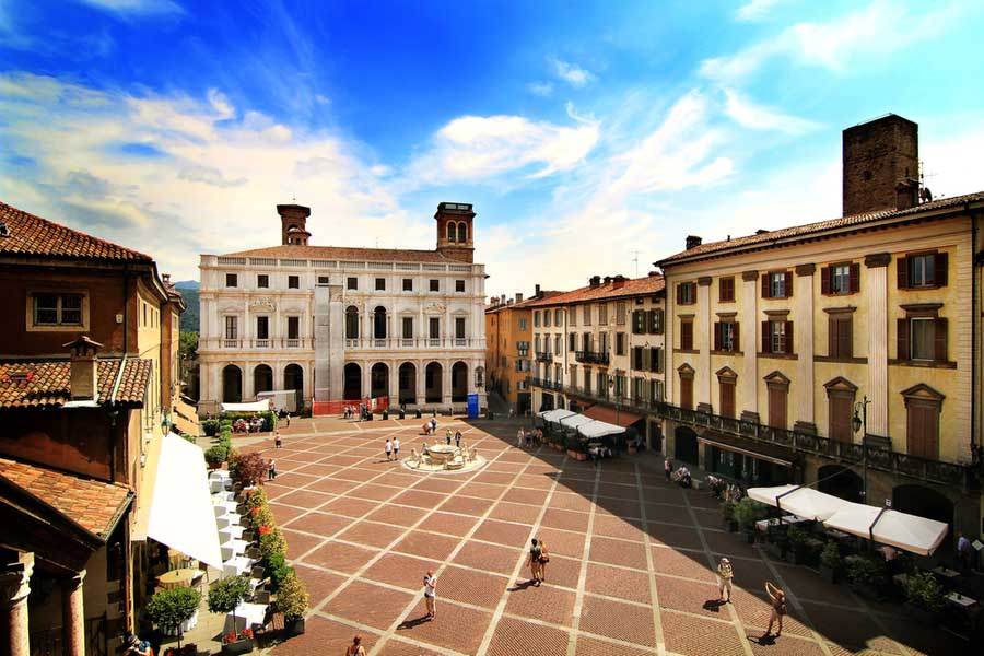 Piazza Vecchia in het centrum van Bergamo