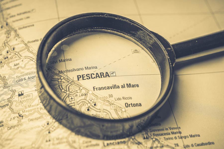 Pescara in Italië op de kaart