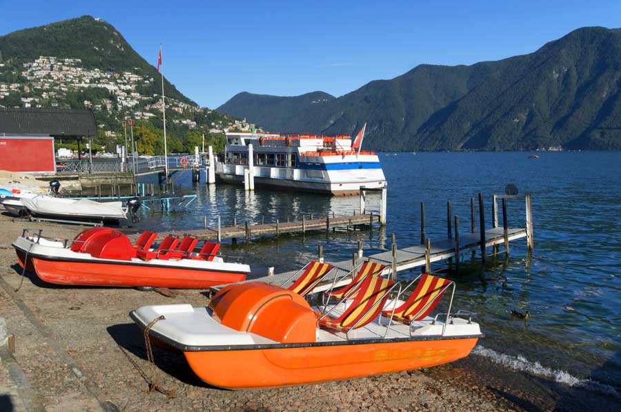 Waterfietsen in het Lugano meer